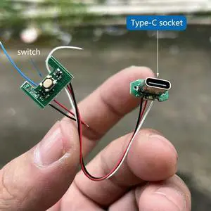 diy electronic type-C socket board with wire switch diy electronic type-C socket board with wire switch