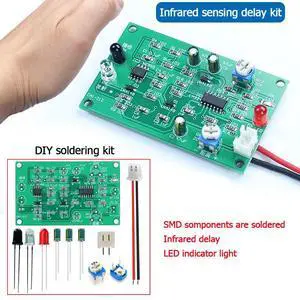 Diy electronics kit Infrared sensing delay circuit with LED indicator(SMD components are soldered) Diy electronics kit Infrared sensing delay circuit with LED indicator(SMD components are soldered)