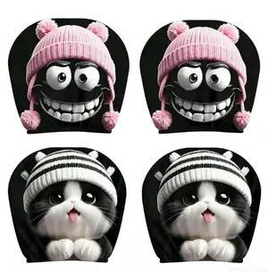 Universal Auto Seat Head Rest Cover, 4Pcs Cute Printed Car Seat Headrest Protectors, Funny Cartoon Car Headrest Covers Universal Auto Seat Head Rest Cover, 4Pcs Cute Printed Car Seat Headrest Protectors, Funny Cartoon Car Headrest Covers