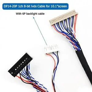 DF14-20P 1ch 8-bit lvds cable for 10.1" Medical Display with 6P backlight cable 40cm DF14-20P 1ch 8-bit lvds cable for 10.1" Medical Display with 6P backlight cable 40cm