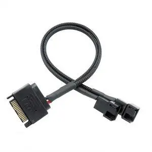 Black Sleeved 27cm Cooler Cooling Fan Splitter Power Cable 12V SATA To 2 Way 3/4Pin Connector for IDE Computer PC Black Sleeved 27cm Cooler Cooling Fan Splitter Power Cable 12V SATA To 2 Way 3/4Pin Connector for IDE Computer PC