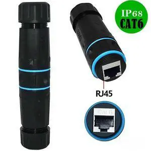 RJ45 Waterproof Connector IP68 Waterproof Shielded Cat6 Ethernet LAN Cable Connector Network Cable Outdoor LAN Coupler Adapter RJ45 Waterproof Connector IP68 Waterproof Shielded Cat6 Ethernet LAN Cable Connector Network Cable Outdoor LAN Coupler Adapter