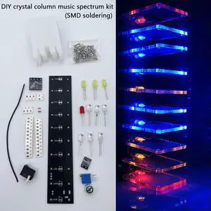 DIY electronic kit 10 segment led music spectrum Acrylic display voice control soldering project for learning DIY electronic kit 10 segment led music spectrum Acrylic display voice control soldering project for learning