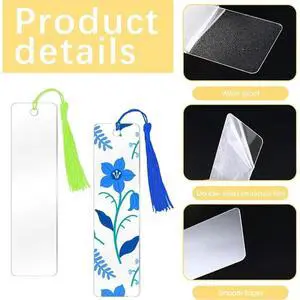 YM-Transparent Acrylic Bookmark Blanks 50 Pcs Clear Bookmarks Rectangle,Book Page Markers Bulk With Tassels YM-Transparent Acrylic Bookmark Blanks 50 Pcs Clear Bookmarks Rectangle,Book Page Markers Bulk With Tassels