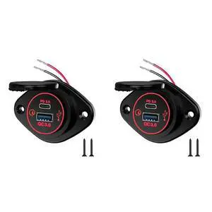 2X Modified Multifunctional Car Phone Waterproof Car RV Yacht QC PD Dual QC3.0 USB Fast Charging,Red Display 2X Modified Multifunctional Car Phone Waterproof Car RV Yacht QC PD Dual QC3.0 USB Fast Charging,Red Display