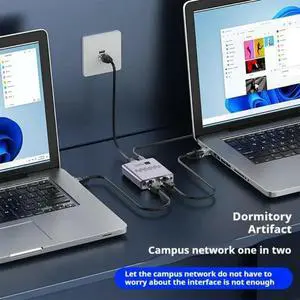 l Ethernet Switches 2 Port 1000Mbps RJ45 Gigabit Networking Splitter For Seamlessly Data Sharing l Ethernet Switches 2 Port 1000Mbps RJ45 Gigabit Networking Splitter For Seamlessly Data Sharing
