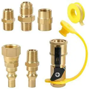 RV Valve With Shut-Off Switch Propane Quick Connect Fittings Valve,1/4" Male NPT Full Flow Plug & 3/8" Male Flare Quick RV Valve With Shut-Off Switch Propane Quick Connect Fittings Valve,1/4" Male NPT Full Flow Plug & 3/8" Male Flare Quick