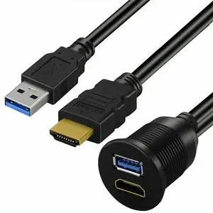 USB 3.0 & HDMI-compatible To HDMI-compatible + USB3.0 AUX Extension Dash Panel Car Flush Mount Cable for Car Boat Motorcycle USB 3.0 & HDMI-compatible To HDMI-compatible + USB3.0 AUX Extension Dash Panel Car Flush Mount Cable for Car Boat Motorcycle