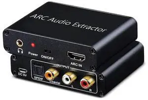 HDMI ARC Adapter, 192KHz HDMI ARC Audio Extractor with Optical SPDIF, Coaxial, 3.5mm L/R, RCA Stereo, HDMI ARC To RCA Optical Au HDMI ARC Adapter, 192KHz HDMI ARC Audio Extractor with Optical SPDIF, Coaxial, 3.5mm L/R, RCA Stereo, HDMI ARC To RCA Optical Au
