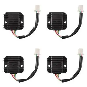 4X Motorcycle Voltage Regulator 4 Wires 4 Pins 12 Voltage Regulator Rectifier For 50-250CC Motorcycle (Black) 4X Motorcycle Voltage Regulator 4 Wires 4 Pins 12 Voltage Regulator Rectifier For 50-250CC Motorcycle (Black)