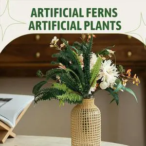 Artificial Ferns for Outdoors & Indoors,Large Faux Ferns Fake Boston Fern Plant for Planter Garden Porch Entrance B Artificial Ferns for Outdoors & Indoors,Large Faux Ferns Fake Boston Fern Plant for Planter Garden Porch Entrance B