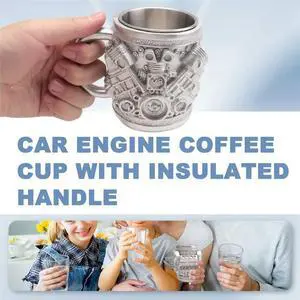 V8 Engines Stainless Steel Coffee Mug, Car Engine Coffee Cup with Insulated Handle for Car Lovers Gifts V8 Engines Stainless Steel Coffee Mug, Car Engine Coffee Cup with Insulated Handle for Car Lovers Gifts