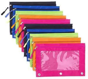 Pencil Case 3-Ring Binder Pouch 10Pcs With Clear Window For School Supplies Pencil Case 3-Ring Binder Pouch 10Pcs With Clear Window For School Supplies