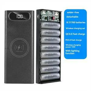 Power Bank DIY Shell Case Charger Box with Lighting Function 8x21700 Shell Organize 22.5W+15W Power Bank DIY Shell Case Charger Box with Lighting Function 8x21700 Shell Organize 22.5W+15W
