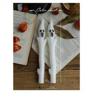 Halloween Decorations Indoor - 2PCS Spooky Ghost Candles, 9.8 Inch Halloween Taper Candles for Party Decor, Home Table Halloween Decorations Indoor - 2PCS Spooky Ghost Candles, 9.8 Inch Halloween Taper Candles for Party Decor, Home Table