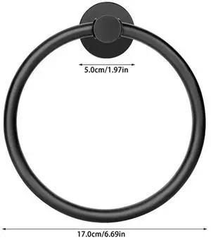 Stainless Steel Towel Ring, Matte Black Hand Towel Holder, Round Bathroom Towel Hanger, Wall-Mounted Accessory Stainless Steel Towel Ring, Matte Black Hand Towel Holder, Round Bathroom Towel Hanger, Wall-Mounted Accessory