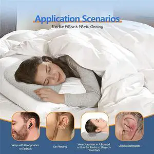 Ear Piercing Pillow for Side Sleepers with an Ear Hole for CNH and Ear Pain Ear Inflammation Pressure Sores Ear Piercing Pillow for Side Sleepers with an Ear Hole for CNH and Ear Pain Ear Inflammation Pressure Sores