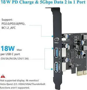 Q5WA 3 Port USB PCIe Expansion Card, 18W Power Delivery Expands Connection Q5WA 3 Port USB PCIe Expansion Card, 18W Power Delivery Expands Connection