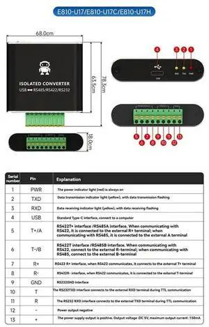 CH343G USB To Serial Converter Dual Isolation Of Power And Signal 300-6Mbps Baud Rate Supports RS232/RS422/RS485 Protoco CH343G USB To Serial Converter Dual Isolation Of Power And Signal 300-6Mbps Baud Rate Supports RS232/RS422/RS485 Protoco
