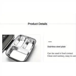 Easy-Clean Container for Students & Office Workers,Leak-Proof Stainless Steel Lunch Box with 3 Compartments Blue Easy-Clean Container for Students & Office Workers,Leak-Proof Stainless Steel Lunch Box with 3 Compartments Blue