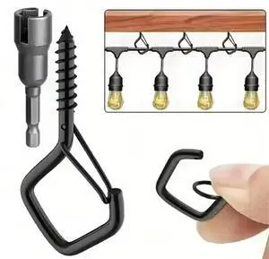 30pcs Screw Hooks for Hanging Outdoor String Lights with Safety Buckle, for Plants & Patio Lights with 1 Nut Driver 30pcs Screw Hooks for Hanging Outdoor String Lights with Safety Buckle, for Plants & Patio Lights with 1 Nut Driver