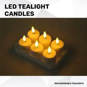 Rechargeable Flameless Tea Lights Candles with Charging Station 6Pcs Tea Lights Candles with Remote & Timer Rechargeable Flameless Tea Lights Candles with Charging Station 6Pcs Tea Lights Candles with Remote & Timer