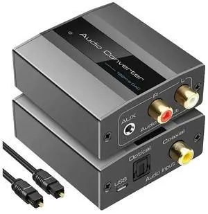 Optical to RCA Converter Audio Converter Digital to Analog Audio Coaxial to RCA Adapter 3.5mm AUX with Optical Cable Optical to RCA Converter Audio Converter Digital to Analog Audio Coaxial to RCA Adapter 3.5mm AUX with Optical Cable