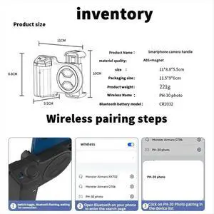 phone Selfie Handle Phone Camera Snap Grip with Detachable Shutter Remote for 16/15/14 Vlog Video Shoot phone Selfie Handle Phone Camera Snap Grip with Detachable Shutter Remote for 16/15/14 Vlog Video Shoot