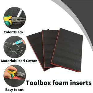 3Pcs Cuttable Polyurethane Foam Sheets,Polyethylene Tool Foam Sheets,Drawer Liner,ToolBox and Tool Shadow 3Pcs Cuttable Polyurethane Foam Sheets,Polyethylene Tool Foam Sheets,Drawer Liner,ToolBox and Tool Shadow