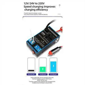 DC 12V/24V to AC 110V/220V Quick Charging Car Inverter Cigar Lighter Socket USB Chargers AC Sockets Power Adapter DC 12V/24V to AC 110V/220V Quick Charging Car Inverter Cigar Lighter Socket USB Chargers AC Sockets Power Adapter