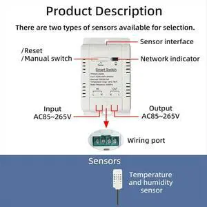 Temperature and Humidity Switch with 1M Sensor 16A Temperature Humidity Switch Supports Voice Control Temperature and Humidity Switch with 1M Sensor 16A Temperature Humidity Switch Supports Voice Control