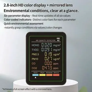 6 in 1 Air Monitor Multifunctional Automatic Display Indoor Office Wall Hanging Screen Display Air Detector A 6 in 1 Air Monitor Multifunctional Automatic Display Indoor Office Wall Hanging Screen Display Air Detector A