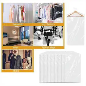 30PCS Transparent Dustproof Garment Protector Cover Bag Disposable Hanging Pockets Clothes Cover Bag Organizer 30PCS Transparent Dustproof Garment Protector Cover Bag Disposable Hanging Pockets Clothes Cover Bag Organizer