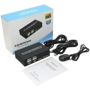 2 Port HDTV KVM Switch 2x1 4K HDMI USB Switch Selector 2 in 1 out with USB Hub Desktop Controller Sharing Monitor Mouse Keyboard 2 Port HDTV KVM Switch 2x1 4K HDMI USB Switch Selector 2 in 1 out with USB Hub Desktop Controller Sharing Monitor Mouse Keyboard