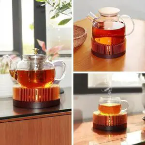 Teapot Warmer, Aluminum Alloy & Wood Tea Warmer, for Heating Tea, Coffee, Milk, Food Indoors and Outdoors Small Teapot Warmer, Aluminum Alloy & Wood Tea Warmer, for Heating Tea, Coffee, Milk, Food Indoors and Outdoors Small