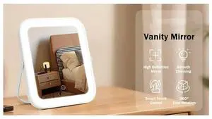 8" X 10" Lighted Vanity Mirror with 3-Color Dimmable LED 360° Rotation Makeup Mirror for Bedroom Desk or Travel 8" X 10" Lighted Vanity Mirror with 3-Color Dimmable LED 360° Rotation Makeup Mirror for Bedroom Desk or Travel