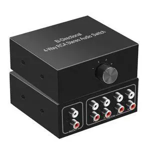4-Way Stereo L/R Sound Channel Bi-Directional Audio Switcher, 1 in 4 Out or 4 in 1 Out, L/R Sound Channel Audio Switch Splitter 4-Way Stereo L/R Sound Channel Bi-Directional Audio Switcher, 1 in 4 Out or 4 in 1 Out, L/R Sound Channel Audio Switch Splitter