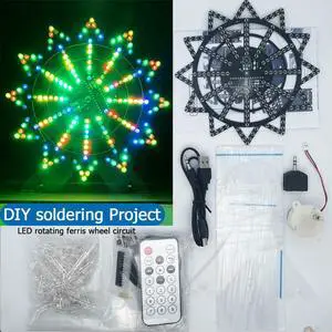 DIY electronic kit LED rotating ferris wheel circuit learning soldering kit 16kinds flashing mode remote control(not assembled DIY electronic kit LED rotating ferris wheel circuit learning soldering kit 16kinds flashing mode remote control(not assembled