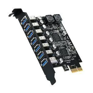 USB3.2 Gen1 5Gbps USB3.0 PCI Express Multiplier PCI E To 7ports USB 3 Hub Expansion Adapter Card PCI-E 1X Controller for Desktop USB3.2 Gen1 5Gbps USB3.0 PCI Express Multiplier PCI E To 7ports USB 3 Hub Expansion Adapter Card PCI-E 1X Controller for Desktop