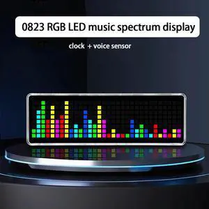 0823 RGB led music spectrum display screen voice control with Clock display Music rhythm light 0823 RGB led music spectrum display screen voice control with Clock display Music rhythm light