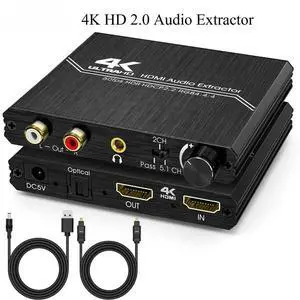 4K 60HZ HD 2.0 Audio Extractor Optical TOSLINK SPDIF 5.1CH R/L 4K HD to SPDIF+R/L+3.5MM 18Gpbs HDCP 2.2 with Volume Control 4K 60HZ HD 2.0 Audio Extractor Optical TOSLINK SPDIF 5.1CH R/L 4K HD to SPDIF+R/L+3.5MM 18Gpbs HDCP 2.2 with Volume Control