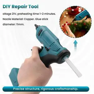 Cordless Hot Melt Glue Gun Rechargeable with 10pc 11mm Glue Sticks DIY Repair Tool for Makita 18V Pin Cordless Hot Melt Glue Gun Rechargeable with 10pc 11mm Glue Sticks DIY Repair Tool for Makita 18V Pin
