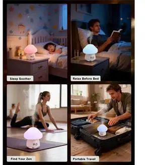 Mushroom Humidifier Lamp with 8 RGB Colors Lights,Rechargeable ,with Two Spray Modes,Touch Night Light Mushroom Humidifier Lamp with 8 RGB Colors Lights,Rechargeable ,with Two Spray Modes,Touch Night Light