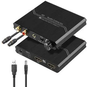 HDMI-compatible Audio Extractor 4K60HZ, HDMI2.0b Audio Converter Adapter, +Optical SPDIF+ 3.5mm RCA R/L Audio Out Volume HDMI-compatible Audio Extractor 4K60HZ, HDMI2.0b Audio Converter Adapter, +Optical SPDIF+ 3.5mm RCA R/L Audio Out Volume