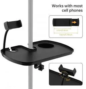 Functional Universal Large Mic Stand Tray Microphone Stand Tray for Studio Concert Karaoke Stands with Phone Holder Functional Universal Large Mic Stand Tray Microphone Stand Tray for Studio Concert Karaoke Stands with Phone Holder