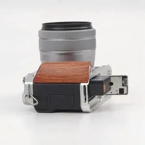 For Fuji XM5 L-Type Camera Wooden Handle Arca Swiss Quick Release L Plate Compatible Tripod Mount Silver For Fuji XM5 L-Type Camera Wooden Handle Arca Swiss Quick Release L Plate Compatible Tripod Mount Silver
