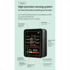 6in1 Digital Air Monitor Detector Formaldehyde TVOC PM2.5 /CO2 Meter Temperature Humidity Tester White 6in1 Digital Air Monitor Detector Formaldehyde TVOC PM2.5 /CO2 Meter Temperature Humidity Tester White