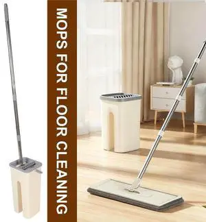Mop with Wringer Set with 4 Washable Microfiber Pads Wet and Dry Use for Wet Dry Use on Hardwood Laminate Flat Mop Mop with Wringer Set with 4 Washable Microfiber Pads Wet and Dry Use for Wet Dry Use on Hardwood Laminate Flat Mop