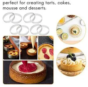 12Pcs 10cm Circular Tart Rings with Holes Stainless Steel Fruit Pie Quiches Cake Ring Mousse Mold Kitchen Baking Mould 12Pcs 10cm Circular Tart Rings with Holes Stainless Steel Fruit Pie Quiches Cake Ring Mousse Mold Kitchen Baking Mould