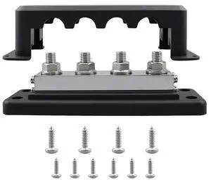600A 4-Way Busbar Heavy Duty Power Distribution Block M10 Stud 600A 4-Way Busbar Heavy Duty Power Distribution Block M10 Stud